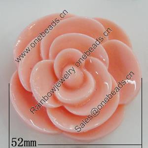 Resin Cabochons, No Hole Headwear & Costume Accessory, Flower 52mm, Sold by Bag