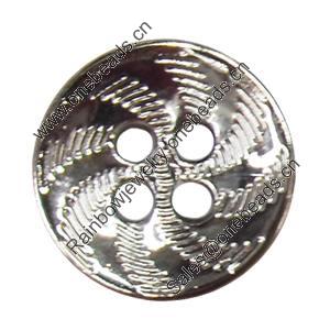 Plastic Button, Costume Accessories，Flat Round, 13mm in diameter，Hole:Approx 1.5mm, Sold by Bag