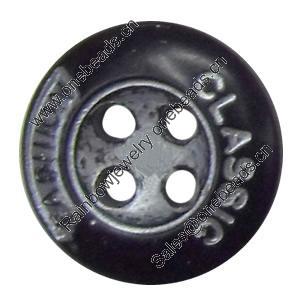 Plastic Button, Costume Accessories，Flat Round, 13mm in diameter，Hole:Approx 1.5mm, Sold by Bag