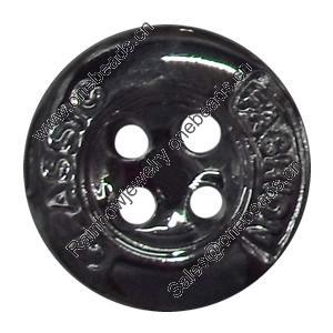 Plastic Button, Costume Accessories，Flat Round, 13mm in diameter，Hole:Approx 1.5mm, Sold by Bag