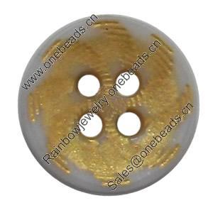 Plastic Button, Costume Accessories，Flat Round, 13mm in diameter，Hole:Approx 1.5mm, Sold by Bag