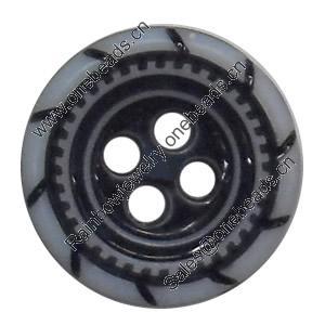 Plastic Button, Costume Accessories，Flat Round, 13mm in diameter，Hole:Approx 1.5mm, Sold by Bag