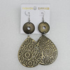 Iron Earrings, Teardrop 53x40mm, Sold by Group