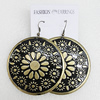 Iron Earrings, Flat Round 60mm, Sold by Group