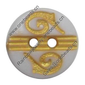 Plastic Button, Costume Accessories，Flat Round, 13mm in diameter，Hole:Approx 1.5mm, Sold by Bag