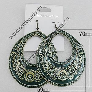 Iron Earrings, Teardrop 70x59mm, Sold by Group