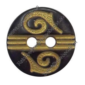 Plastic Button, Costume Accessories，Flat Round, 13mm in diameter，Hole:Approx 1.5mm, Sold by Bag