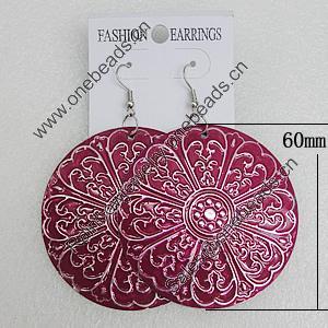 Iron Earrings, Flat Round 60mm, Sold by Group