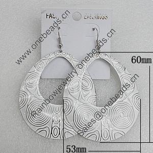 Iron Earrings, Teardrop 60x53mm, Sold by Group