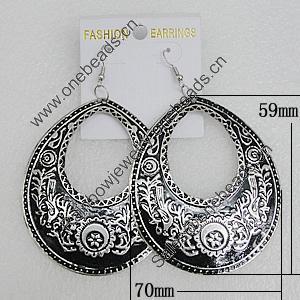 Iron Earrings, Teardrop 70x59mm, Sold by Group