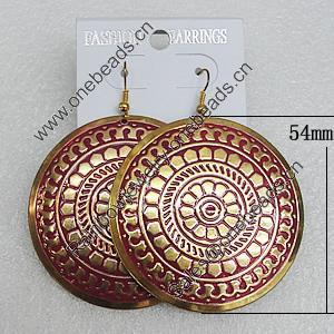 Iron Earrings, Flat Round 54mm, Sold by Group