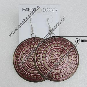 Iron Earrings, Flat Round 54mm, Sold by Group