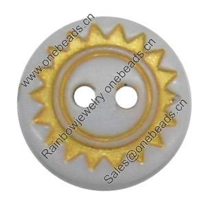 Plastic Button, Costume Accessories，Flat Round, 13mm in diameter，Hole:Approx 1.5mm, Sold by Bag