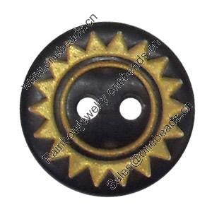 Plastic Button, Costume Accessories，Flat Round, 13mm in diameter，Hole:Approx 1.5mm, Sold by Bag