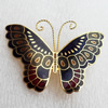 Cloisonne Brooch, Butterfly, 55x41mm, Sold by PC