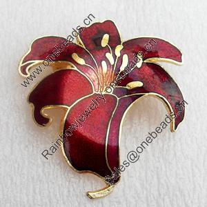 Cloisonne Brooch, Flower, 45x48mm, Sold by PC