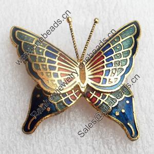 Cloisonne Brooch, Butterfly, 45x43mm, Sold by PC