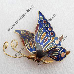 Cloisonne Brooch, Butterfly, 40x46mm, Sold by PC