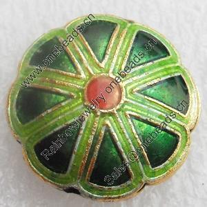 Cloisonne Beads, Flat Round, 18x7mm, Hole:Approx 1.5mm, Sold by PC