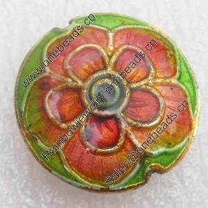 Cloisonne Beads, Flat Round, 18x7mm, Hole:Approx 1.5mm, Sold by PC
