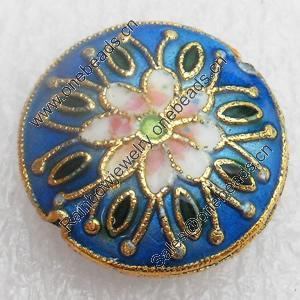 Cloisonne Beads, Flat Round, 20x8mm, Hole:Approx 1.5mm, Sold by PC