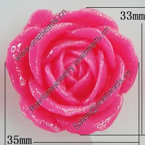 Resin Cabochons, No Hole Headwear & Costume Accessory, Flower 35x33mm, Sold by Bag