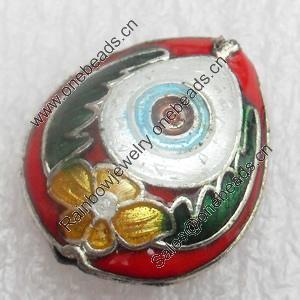 Cloisonne Beads, Teardrop, 17x20x8mm, Hole:Approx 1.5mm, Sold by PC