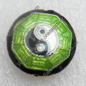 Cloisonne Beads, Flat Round, 16x8mm, Hole:Approx 1.5mm, Sold by PC