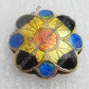 Cloisonne Beads, Flower, 15x5mm, Hole:Approx 1.5mm, Sold by PC