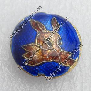 Cloisonne Beads, Flat Round, 18x7mm, Hole:Approx 1.5mm, Sold by PC