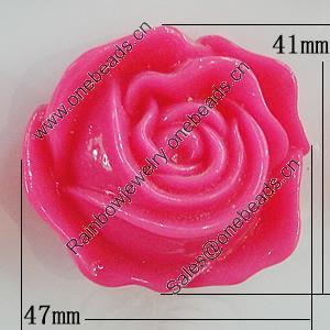 Resin Cabochons, No Hole Headwear & Costume Accessory, Flower 47x41mm, Sold by Bag