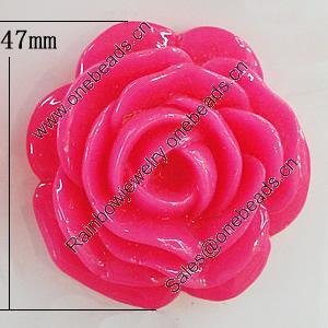 Resin Cabochons, No Hole Headwear & Costume Accessory, Flower 47x47mm, Sold by Bag