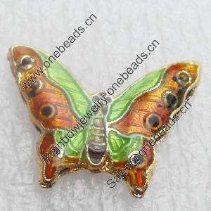 Cloisonne Beads, Butterfly, 21x15x4mm, Hole:Approx 1.5mm, Sold by PC