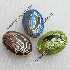 Cloisonne Beads, Flat Oval, 13x17x5mm, Hole:Approx 1.5mm, Sold by PC