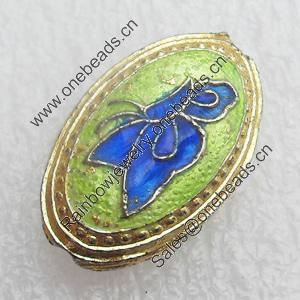 Cloisonne Beads, Flat Oval, 13x20x6mm, Hole:Approx 1.5mm, Sold by PC