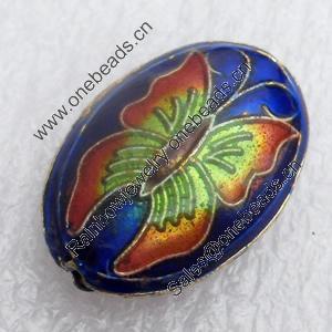 Cloisonne Beads, Flat Oval, 16x25x8mm, Hole:Approx 1.5mm, Sold by PC