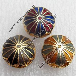 Cloisonne Beads, Flat Round, 13x9mm, Hole:Approx 1.5mm, Sold by PC