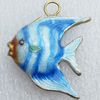 Cloisonne Pendant, Fish, 27x29x7mm, Hole:Approx 4mm, Sold by PC