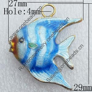 Cloisonne Pendant, Fish, 27x29x7mm, Hole:Approx 4mm, Sold by PC