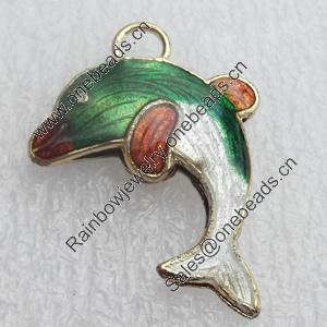 Cloisonne Pendant, Fish, 24x18mm, Hole:Approx 4mm, Sold by PC