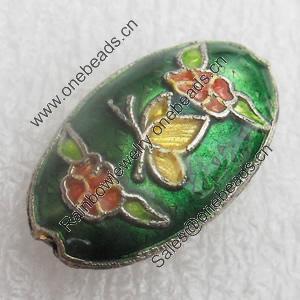 Cloisonne Beads, Flat Oval, 12x20x7mm, Hole:Approx 1.5mm, Sold by PC