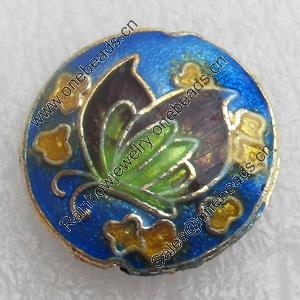 Cloisonne Beads, Flat Round, 18x7mm, Hole:Approx 1.5mm, Sold by PC