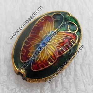 Cloisonne Beads, Flat Oval, 14x20x6mm, Hole:Approx 1.5mm, Sold by PC