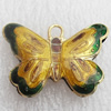 Cloisonne Pendant, Butterfly, 28x20mm, Hole:Approx 1.5mm, Sold by PC