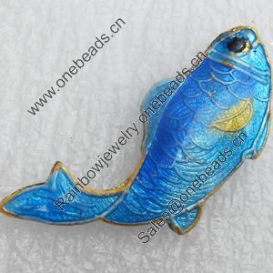 Cloisonne Beads, Fish, 14x34x6mm, Hole:Approx 1.5mm, Sold by PC