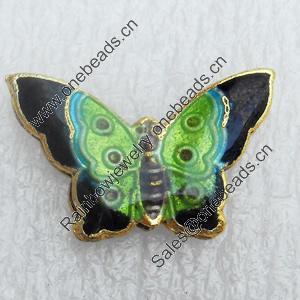 Cloisonne Beads, Butterfly, 27x17x4mm, Hole:Approx 1.5mm, Sold by PC