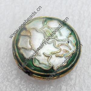 Cloisonne Beads, Flat Round, 20x8mm, Hole:Approx 1.5mm, Sold by PC