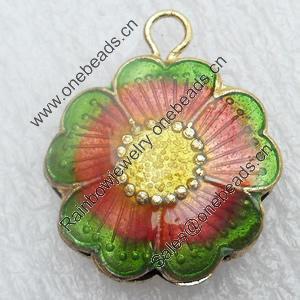 Cloisonne Pendant, Flower, 20x7mm, Hole:Approx 4mm, Sold by PC
