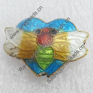 Cloisonne Beads, Heart, 20x15x6mm, Hole:Approx 1.5mm, Sold by PC