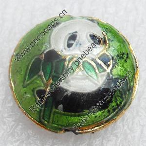 Cloisonne Beads, Flat Round, 18x8mm, Hole:Approx 1.5mm, Sold by PC